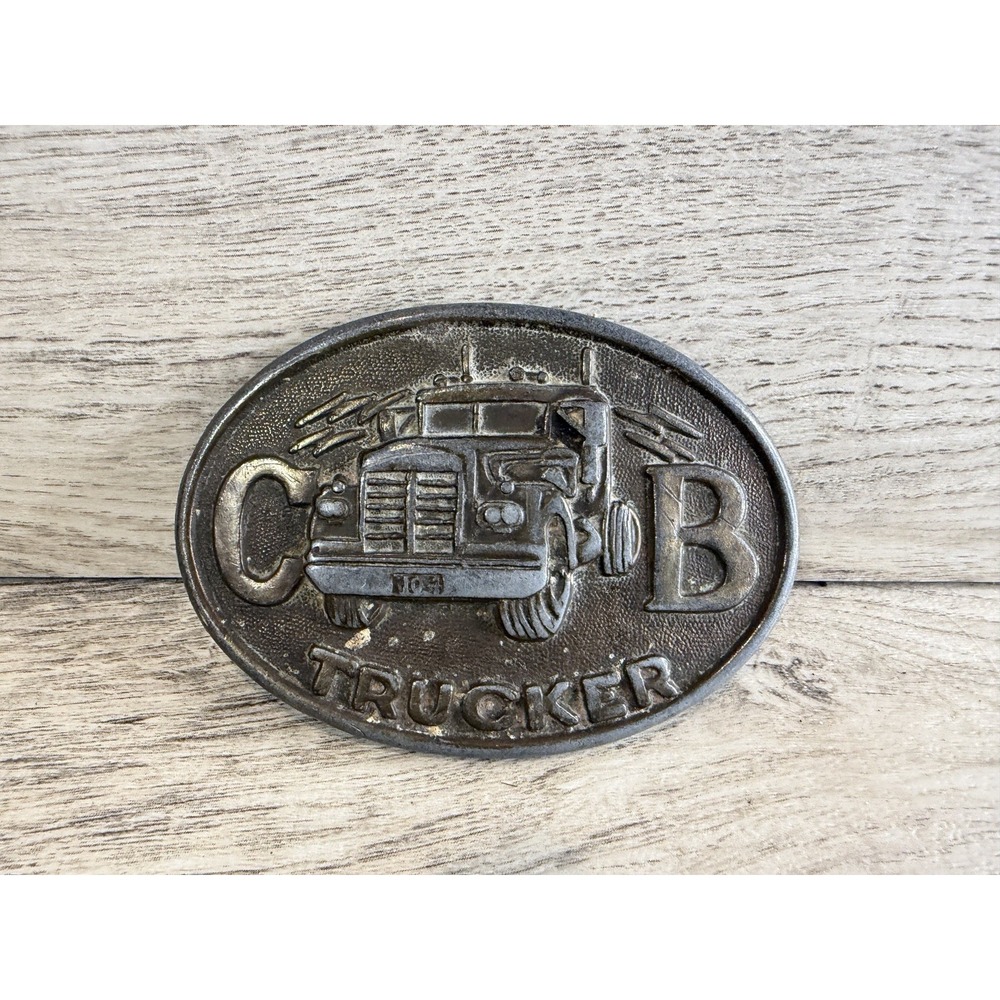 Vintage CB Trucker 18-Wheeler Belt Buckle Old School Truckstop Honky Tonk